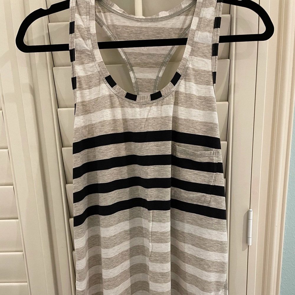 Lululemon tank top tan/gray, white, & black stripe